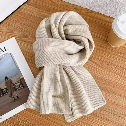 Cozy Ribbed Knit Solid Scarf