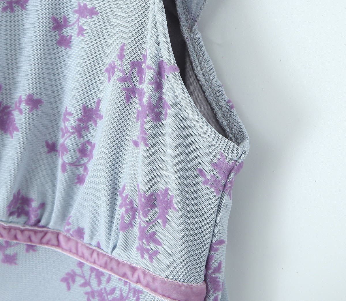 Blue – Mesh Floral Slim-Fit Dress