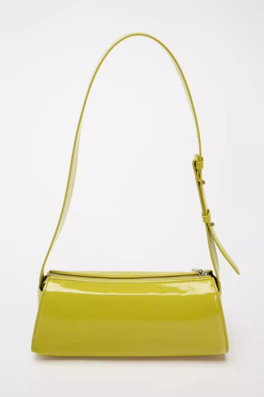 Jamie Mirror Leather Baguette Bag