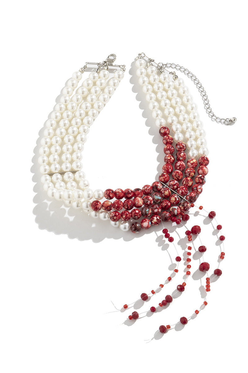 Bloody Pearl Tassel Necklace