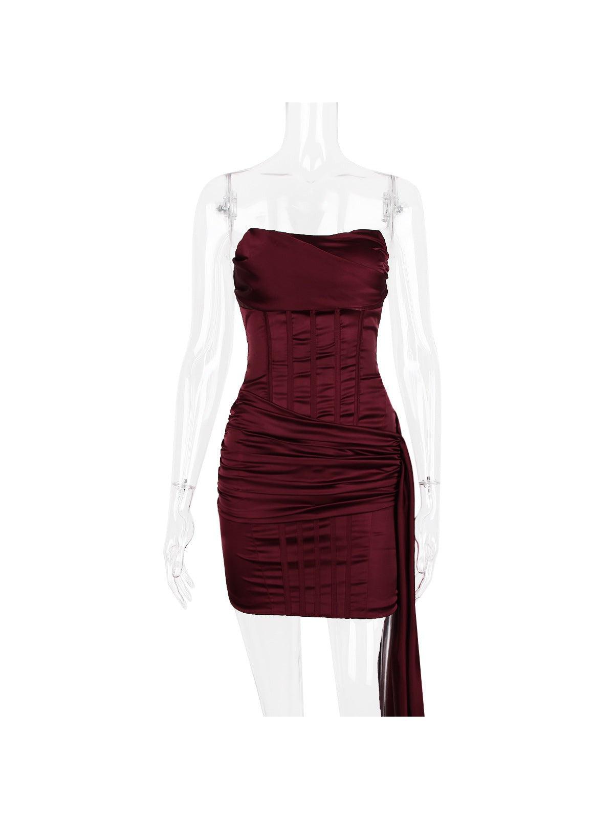 Bandeau Tube Ribbon Backless Bodycon Dress