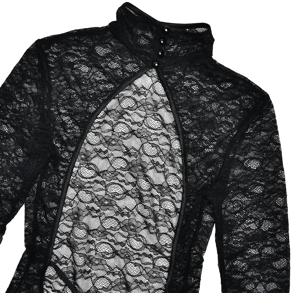 High neck long sleeve lace backless jumpsuit