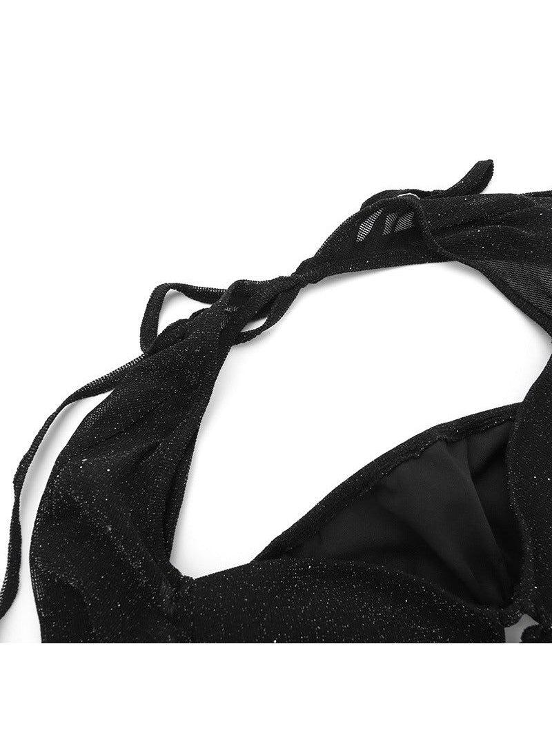 Shimmer Backless Crop Top & Sheath Skirt Coord Set