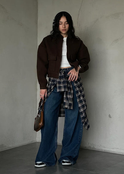 Cropped Utility Zip-Up Jacket