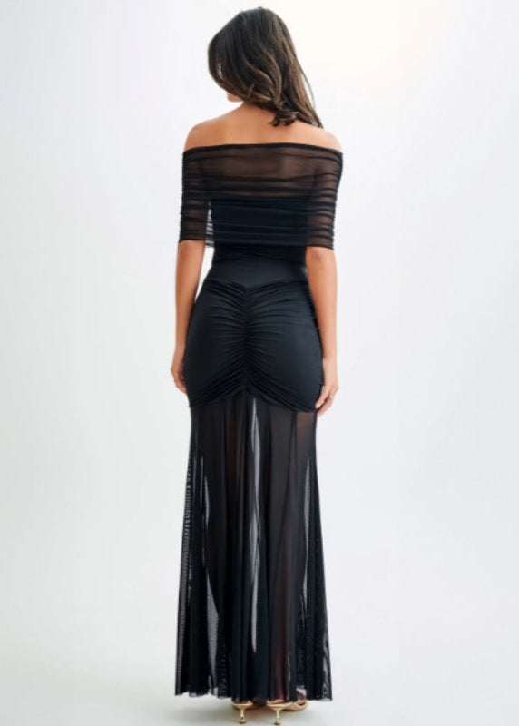 Noir Enchanté - Sheer Off-Shoulder Gown