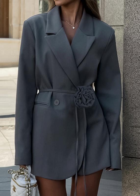Slate Bloom Belted Blazer