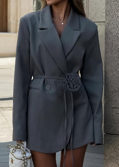 Slate Bloom Belted Blazer