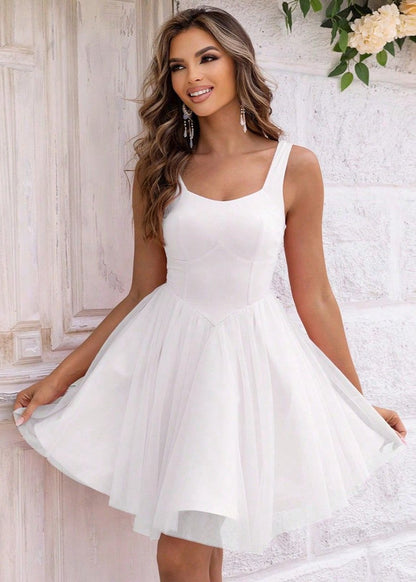 Elise - Sweetheart Neckline Tulle Mini Dress
