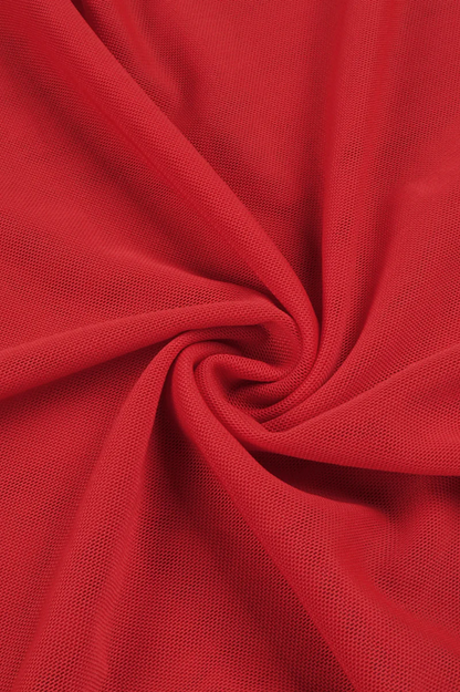 Nydia Red Strapless Sheer Mesh Maxi Dress