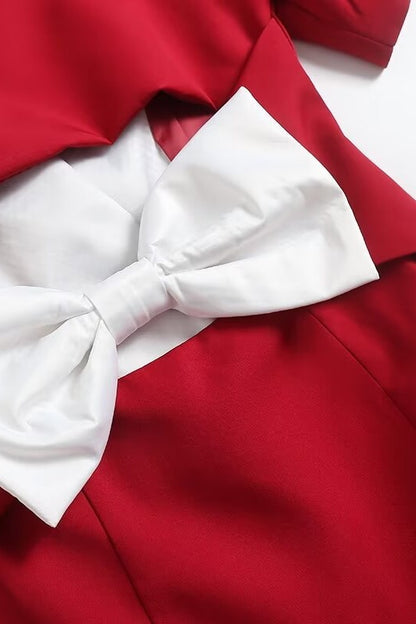 Elsie V-neck Backless Bowtie Mini Dress