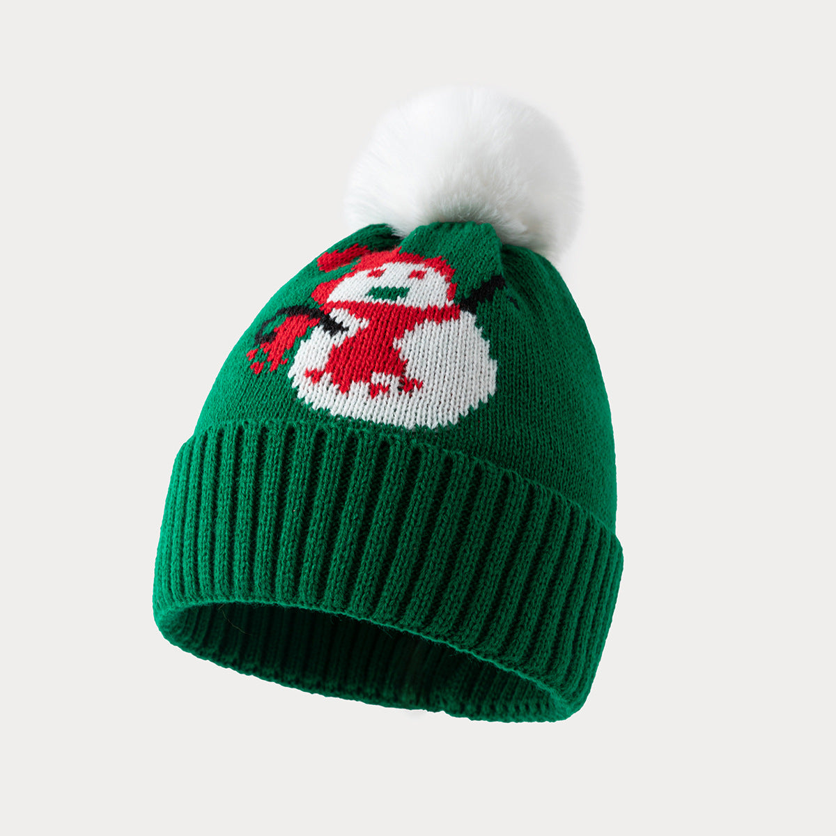 Snowman Pom Pom Knit Hat