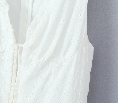 White – Slim Fit Waist-Cinching Sexy Dress