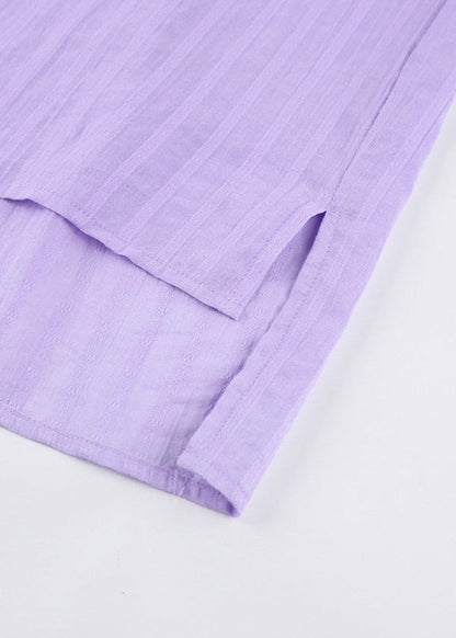Lilac Drift - Striped Cotton Shirt and Shorts Set
