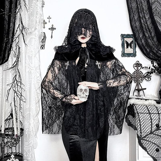 Hoodie velvet lace self tie beaded shrug top