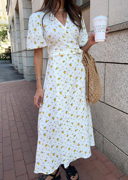 Maribel – Floral Puff Sleeve Wrap Dress