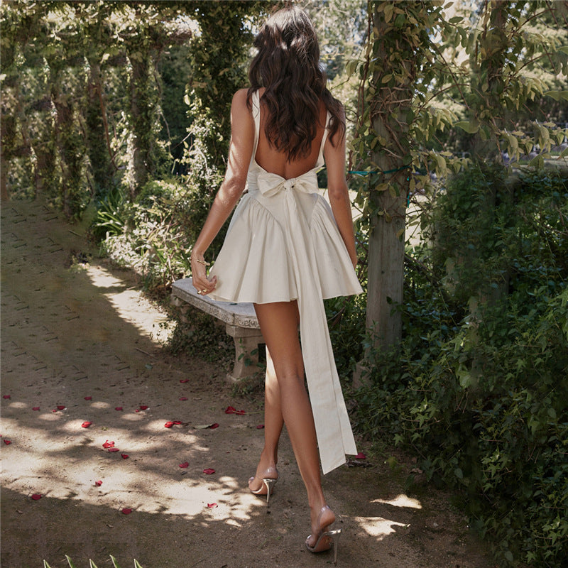 Backless Lace up Bow Evening