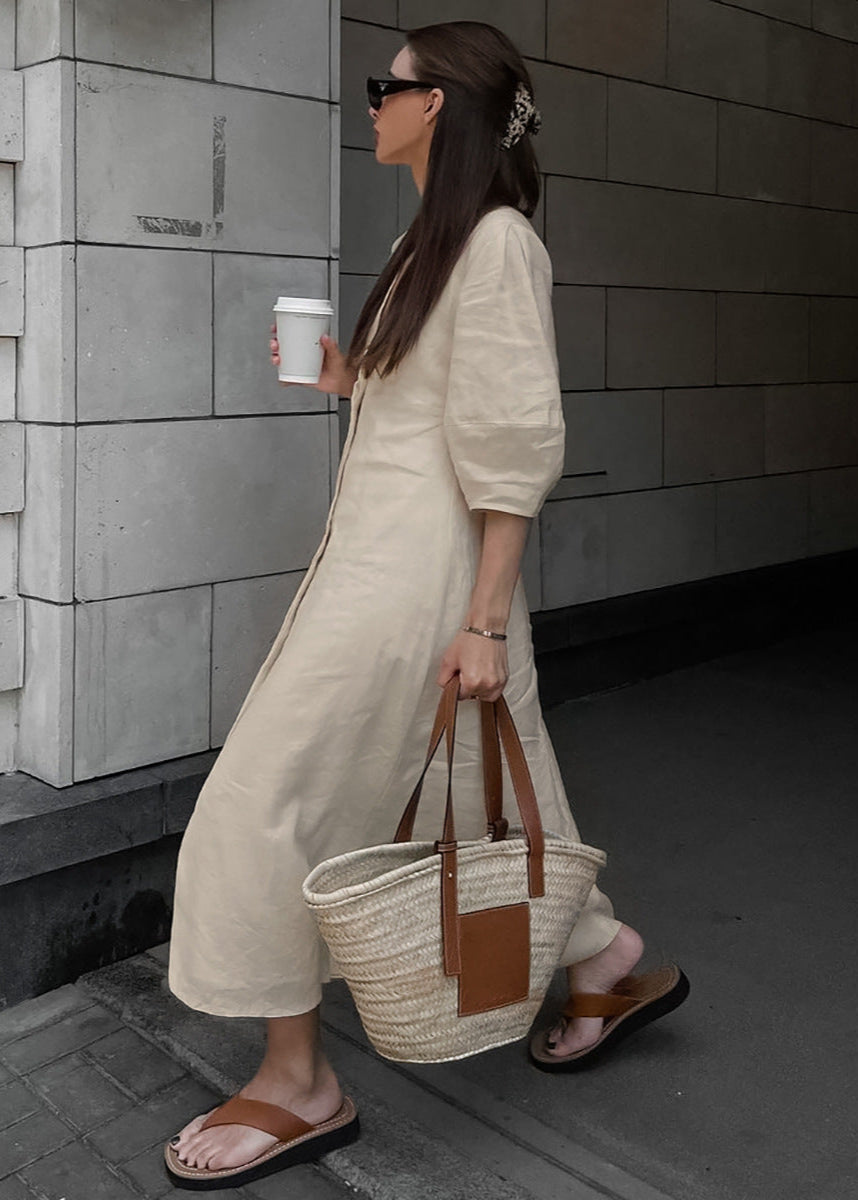 Noelle – Linen Button-Down Midi Dress