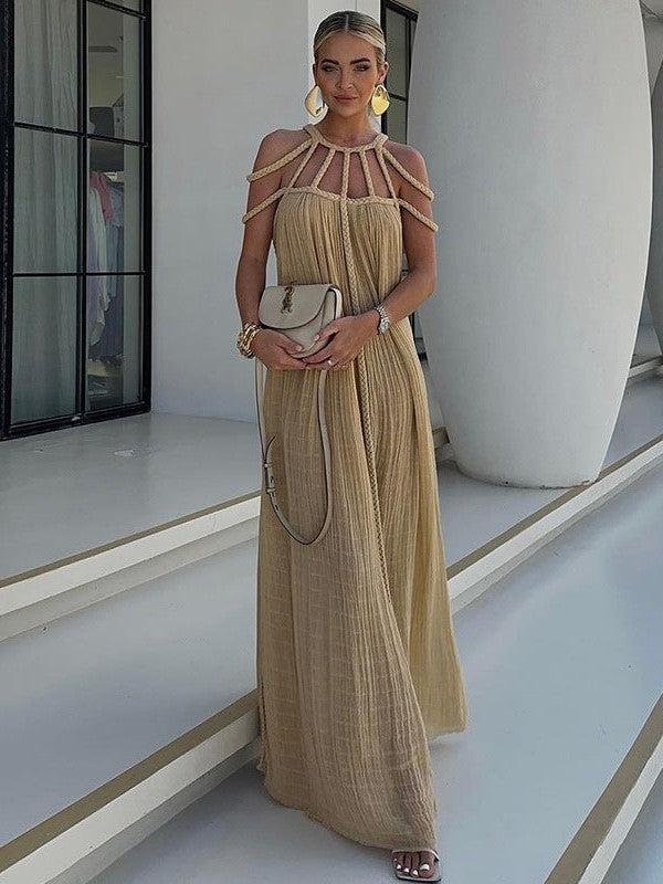 Rope Strapless Halterneck Loose Beach Dress