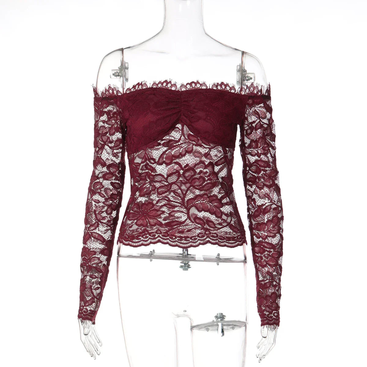 Lace Off-Shoulder Long Sleeve Top