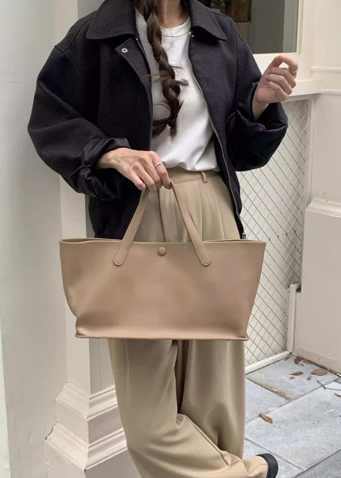 Aria - Minimalist Faux Leather Tote Bag