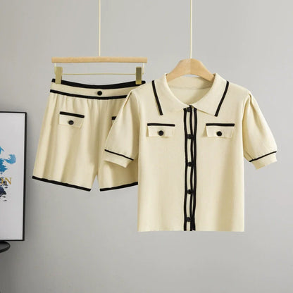 Apricot – Casual Short Cardigan Two-Piece Set