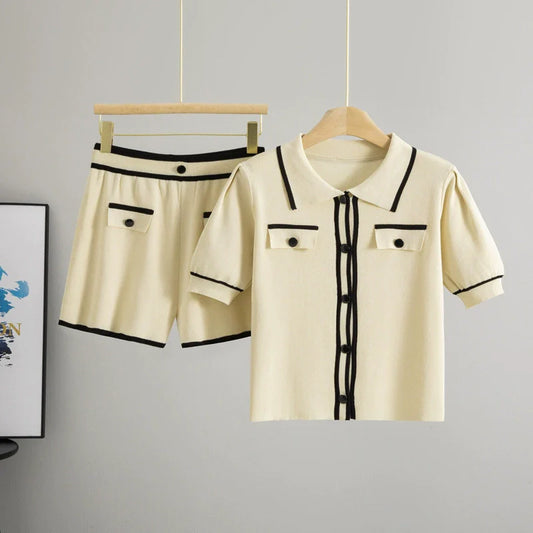 Apricot – Casual Short Cardigan Two-Piece Set