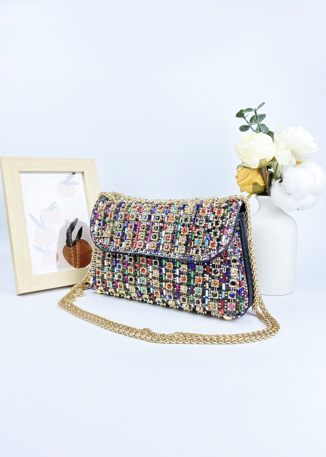 Aurora - Multi-Color Crystal Chain Shoulder Bag