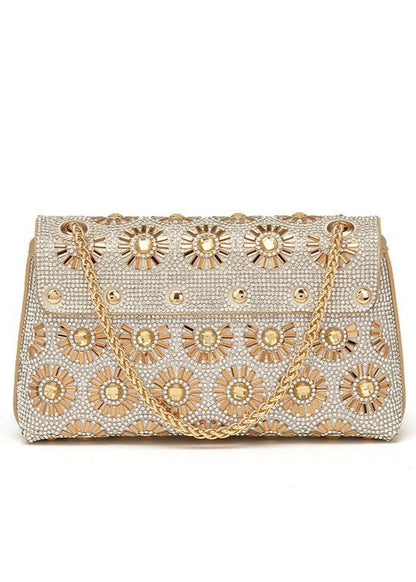Soleil - Gold Crystal Chain Shoulder Bag