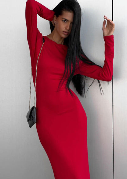 Royal Blue Long-Sleeve Maxi Dress