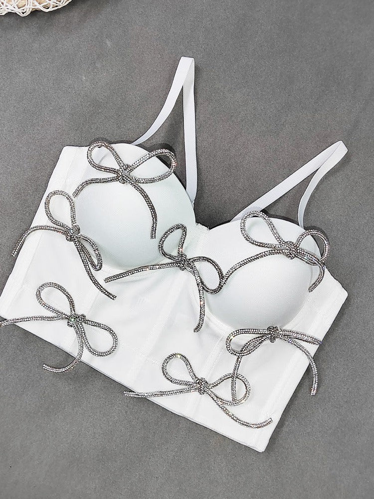 Bowknot Spaghetti Straps Boning Corset Bralette