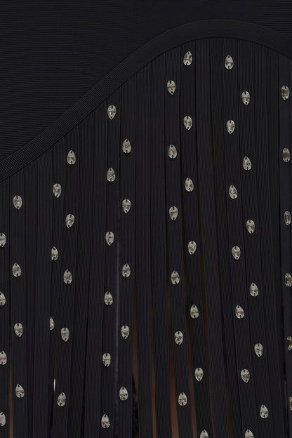 Zevian Black Fringed Midi Dress