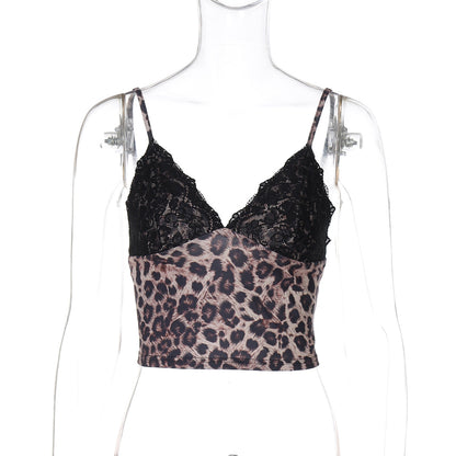 Alania Leopard Print V-Neck Crop Top
