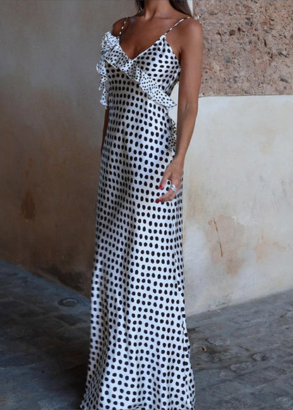 Polka Dot Ruffle Slip Dress