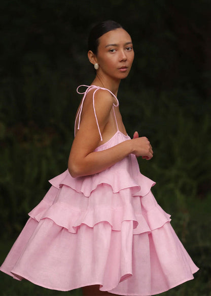 Petal Whimsy - TieRed Ruffle Sundress
