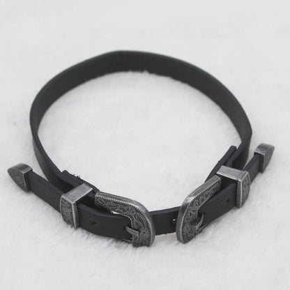 PU leather buckle adjustable choker necklace