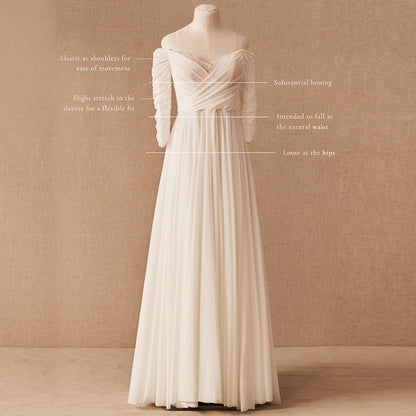 Vintage Off-Shoulder Outdoor Wedding Dress