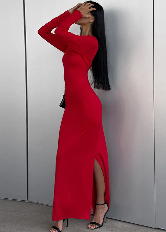 Royal Blue Long-Sleeve Maxi Dress