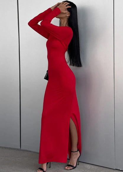 Royal Blue Long-Sleeve Maxi Dress