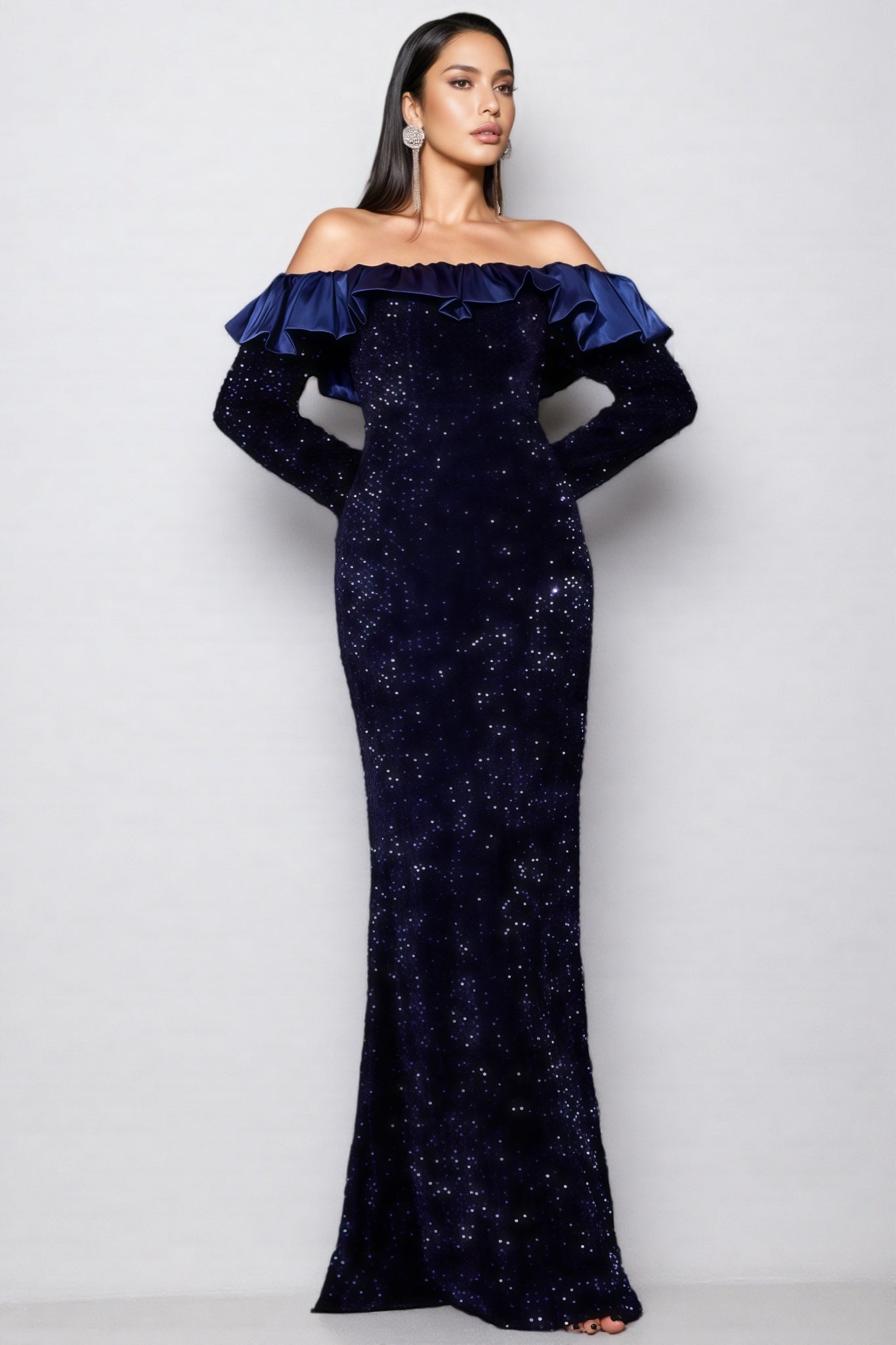 Giavanna Fishtail Sequinned Maxi Dress