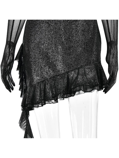 Mesh Silver Strap Tube Top Backless Hip Dress