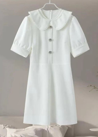 Amelie - Vintage Pearl Button Mini Dress