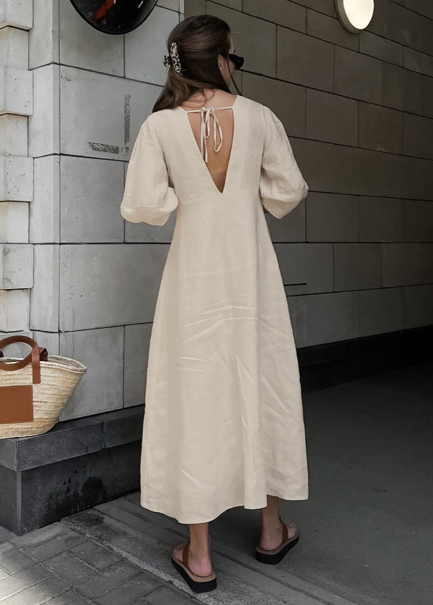 Noelle – Linen Button-Down Midi Dress