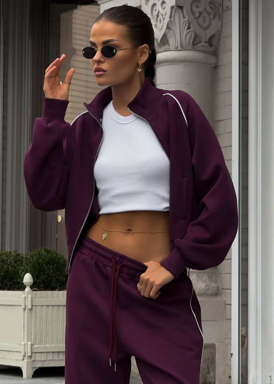 Plum Tracksuit Set - Sporty Luxe