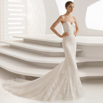 Strapless Mermaid Simple Wedding Dress