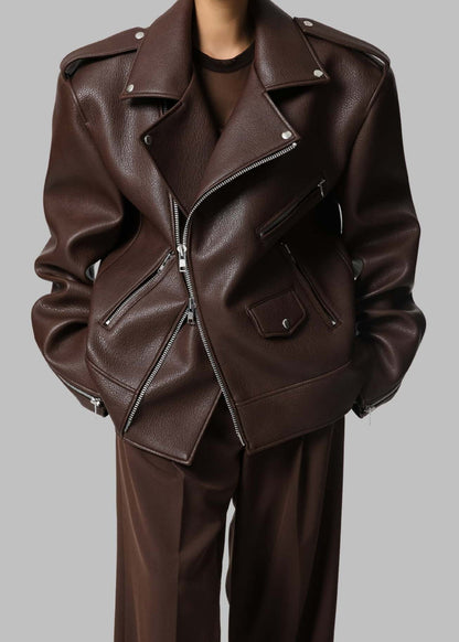 Oversized Faux Leather Moto Jacket