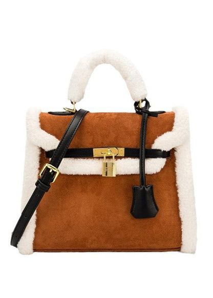 Aspen - Faux Shearling Top Handle Crossbody Bag