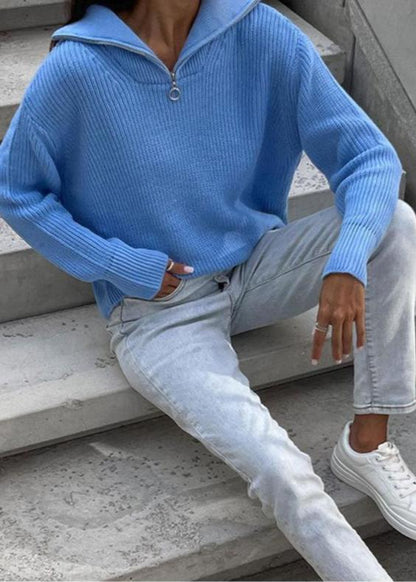 Ribbed Half-Zip Pullover