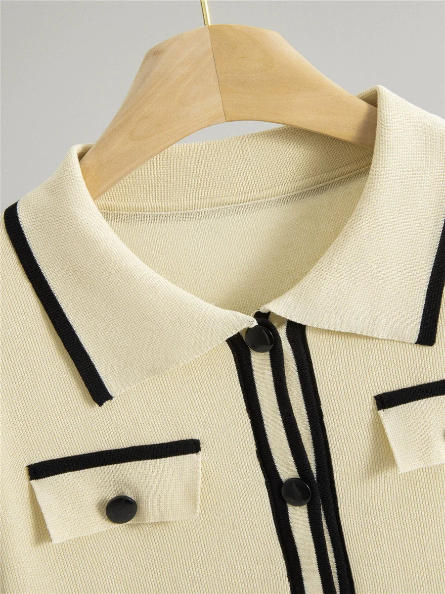 Apricot – Casual Short Cardigan Two-Piece Set