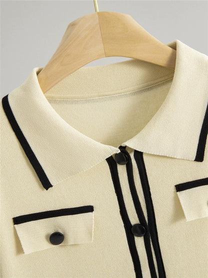 Apricot – Casual Short Cardigan Two-Piece Set