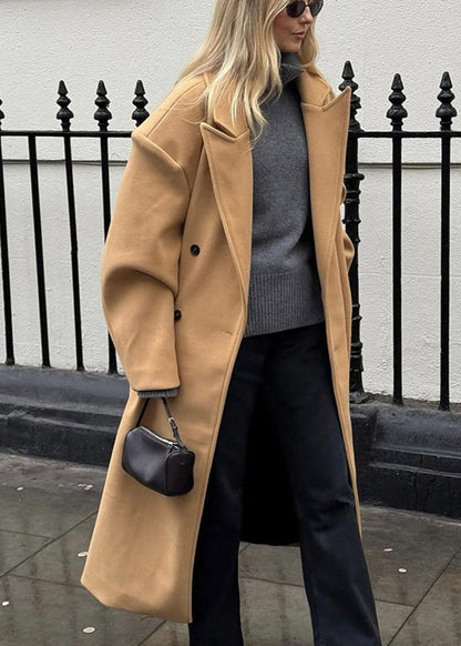 Camel Poise - Oversized Wool-Blend Coat